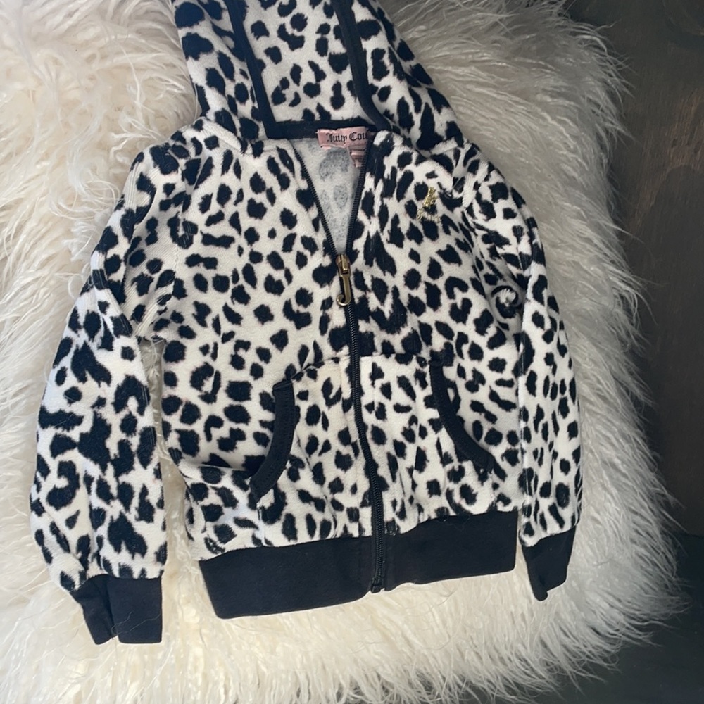 Juicy white & black 12/18 months leopard print zip up hoodie. *1
